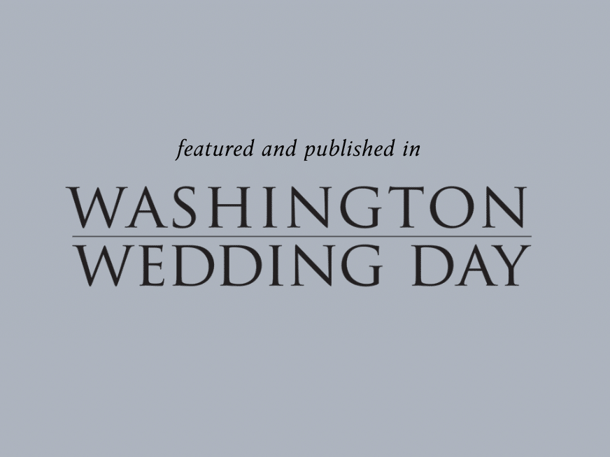 Badge that says "Featured and Published in Washington Wedding Day."